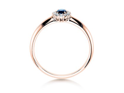 Verlobungsring Jolie in 18K Roségold mit Saphir 0,25ct und Diamanten 0,06ct