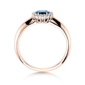 Verlobungsring Windsor in 14K Roségold mit Saphir 0,60ct und Diamanten 0,12ct