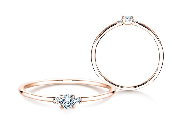Verlobungsring Vivid Petite Diamond in 9K Roségold mit Diamanten 0,10ct G/SI