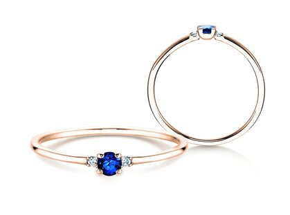 Verlobungsring Vivid Petite in 9K Roségold mit Saphir 0,08ct und Diamanten 0,02ct