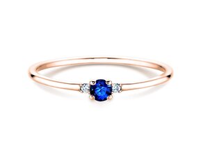 Verlobungsring Vivid Petite in 14K Roségold mit Saphir 0,08ct und Diamanten 0,02ct