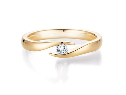Verlobungsring Twist in 14K Gelbgold mit Diamant 0,10ct H/SI