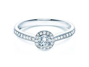 Verlobungsring Halo Petite in 18K Weißgold mit Diamanten 0,50ct G/SI