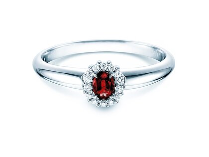 Verlobungsring Jolie in 18K Weißgold mit Rubin 0,25ct und Diamanten 0,06ct