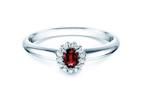 Verlobungsring Jolie in 18K Weißgold mit Rubin 0,25ct und Diamanten 0,06ct