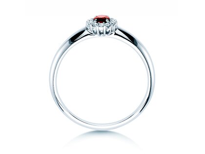 Verlobungsring Jolie in 18K Weißgold mit Rubin 0,25ct und Diamanten 0,06ct