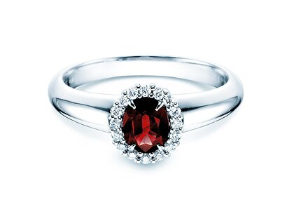 Verlobungsring Windsor in Platin 950/- mit Rubin 0,60ct und Diamanten 0,12ct