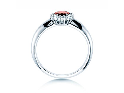 Verlobungsring Windsor in Platin 950/- mit Rubin 0,60ct und Diamanten 0,12ct