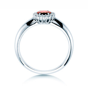 Verlobungsring Windsor in Platin 950/- mit Rubin 0,60ct und Diamanten 0,12ct
