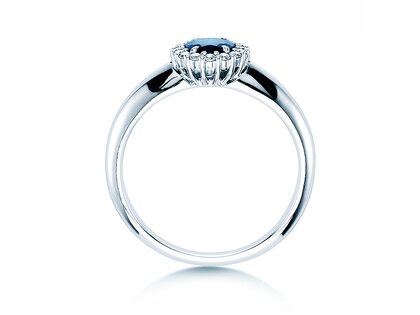 Verlobungsring Windsor in 14K Weißgold mit Saphir 0,60ct und Diamanten 0,12ct