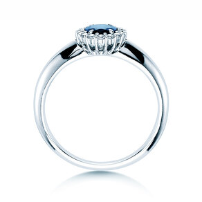 Verlobungsring Windsor in 14K Weißgold mit Saphir 0,60ct und Diamanten 0,12ct