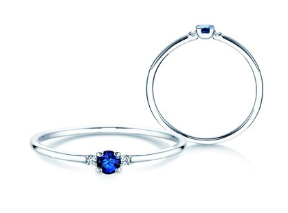 Verlobungsring Vivid Petite in 9K Weißgold mit Saphir 0,08ct und Diamanten 0,02ct