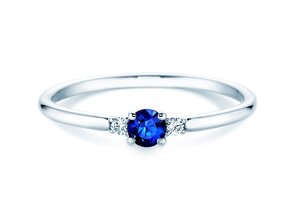Verlobungsring Vivid Petite in 14K Weißgold mit Saphir 0,16ct und Diamanten 0,04ct