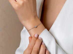 Armband Diamond Drop in 14K Weißgold mit 1 Diamant 0,25ct G/SI, 18cm
