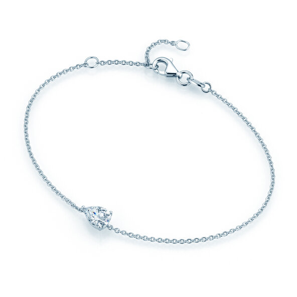 Armband Diamond Drop in 14K Weißgold mit 1 Diamant 0,25ct G/SI, 18cm