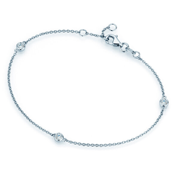 Armband Leon in 14K Weißgold mit 3 Diamanten 0,09ct G/SI, 18,5cm