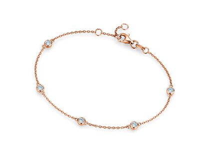 Armband Leon in 14K Roségold mit 5 Diamanten 1,00ct G/SI, 18,5cm