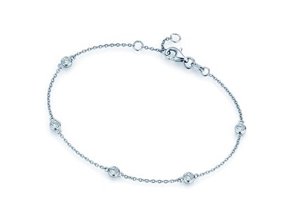Armband Leon Labordiamant in 18K Weißgold mit 5 Labordiamanten 0,15ct E/VS, 18,5cm