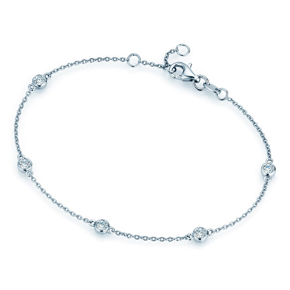 Armband Leon Labordiamant in 18K Weißgold mit 5 Labordiamanten 0,15ct E/VS, 18,5cm