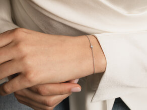 Armband Leon in 14K Weißgold mit 1 Diamant 0,03ct G/SI, 18,5cm