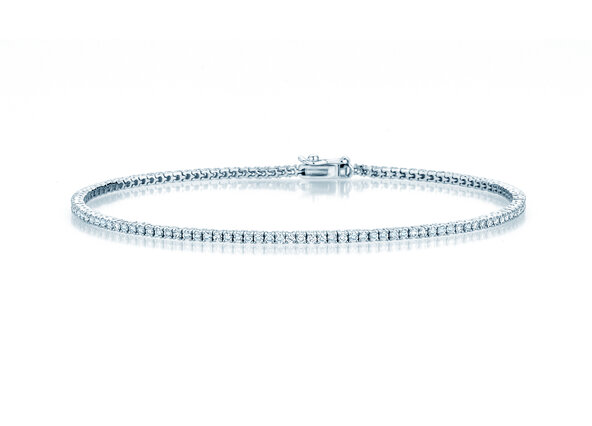 Tennisarmband Modern in 18K Weißgold mit 98 natürlichen Diamanten 1,02ct G/SI, 17cm
