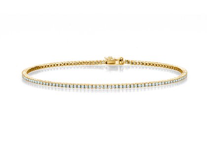 Tennisarmband Modern in 18K Gelbgold mit 98 natürlichen Diamanten 1,02ct G/SI, 17cm