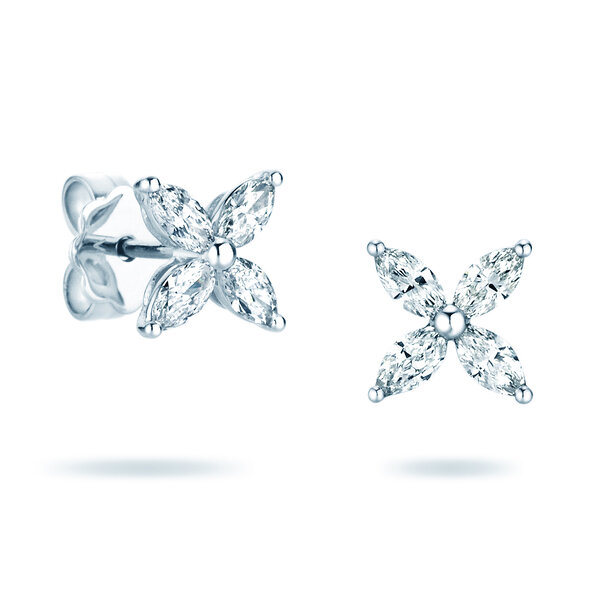 Ohrstecker Flower in 14K Weißgold mit Diamanten 0,64ct
