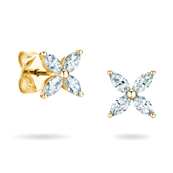 Ohrstecker Flower Labordiamant in 9K Gelbgold mit Labordiamanten 0,64ct E/VS