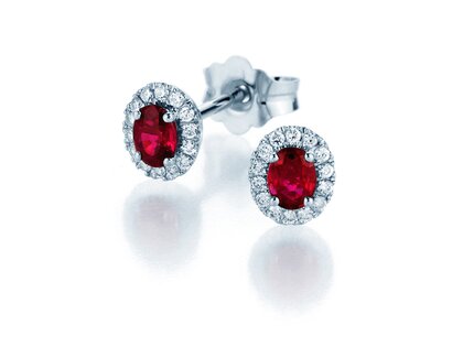 Ohrstecker Jolie in 14K Weißgold mit Rubinen 0,50ct und Diamanten 0,08ct