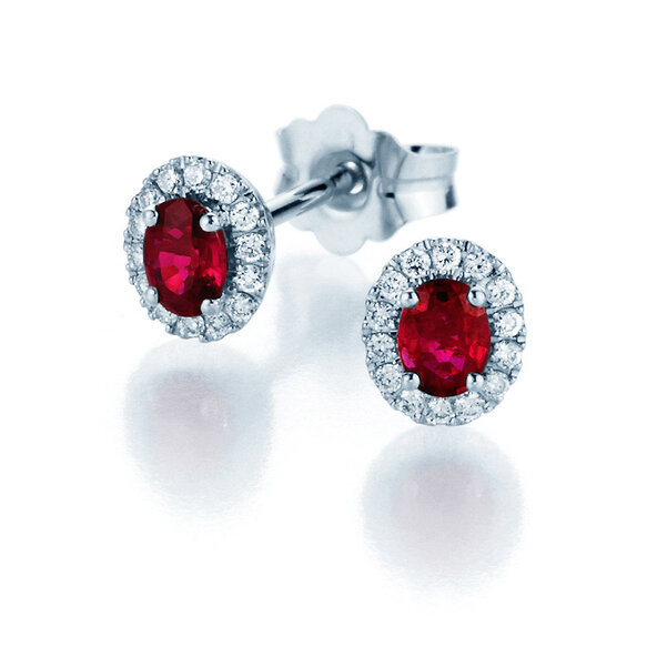 Ohrstecker Jolie in 14K Weißgold mit Rubinen 0,50ct und Diamanten 0,08ct