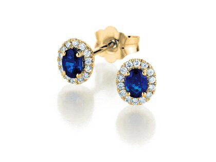 Ohrstecker Jolie in 14K Gelbgold mit Saphiren 0,50ct und Diamanten 0,08ct
