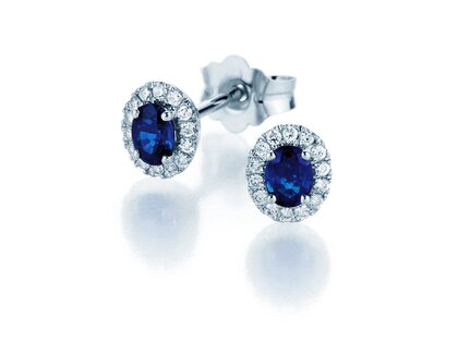 Ohrstecker Jolie in 14K Weißgold mit Saphiren 0,50ct und Diamanten 0,08ct