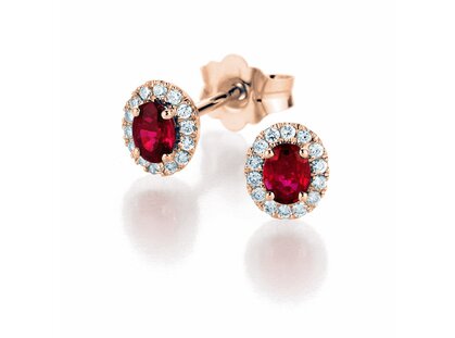 Ohrstecker Jolie in 14K Roségold mit Rubinen 0,50ct und Diamanten 0,08ct