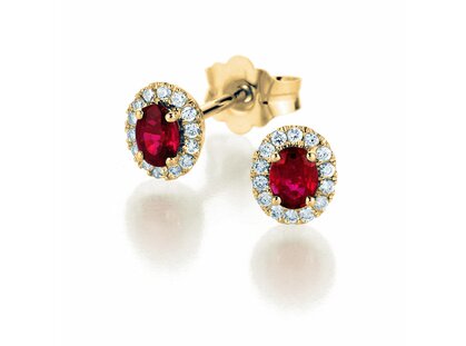 Ohrstecker Jolie in 14K Gelbgold mit Rubinen 0,50ct und Diamanten 0,08ct