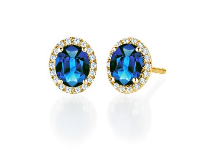 Ohrstecker Windsor in 14K Gelbgold mit Saphiren 1,20ct und Diamanten 0,10ct