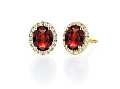 Ohrstecker Windsor in 14K Gelbgold mit Rubinen 1,20ct und Diamanten 0,10ct