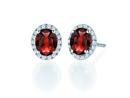 Ohrstecker Windsor in 14K Weißgold mit Rubinen 1,20ct und Diamanten 0,10ct