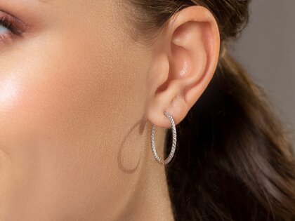 Creolen Diamond Hoops in 14K Weißgold mit Diamanten 0,90ct G/SI