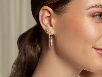 Creolen Diamond Hoops in 14K Weißgold mit Diamanten 1,40ct G/SI