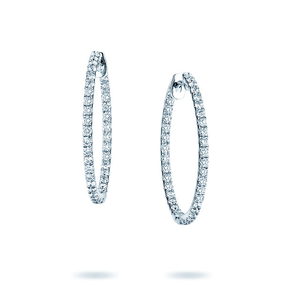 Creolen Diamond Hoops in 14K Weißgold mit Diamanten 0,90ct G/SI