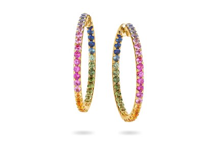 Creolen Rainbow Ombre in 14K Gelbgold mit Saphiren 0,86ct