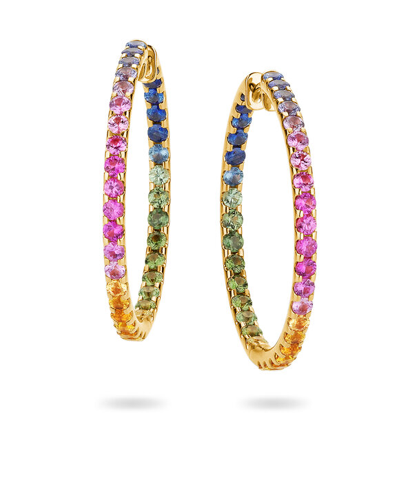 Creolen Rainbow Ombre in 14K Gelbgold mit Saphiren 0,86ct