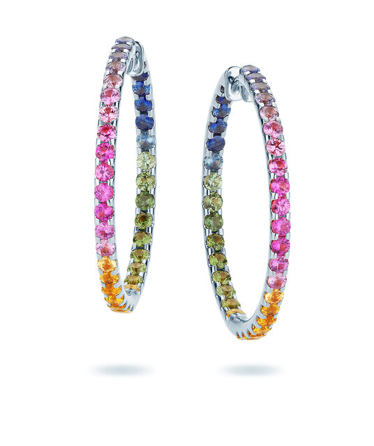 Creolen Rainbow Ombre in 14K Weißgold mit Saphiren 0,86ct