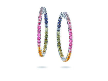 Creolen Rainbow Ombre in 14K Weißgold mit Saphiren 0,86ct