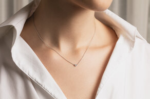 Halskette Leon in 14K Weißgold mit Diamant 0,08ct G/SI 42cm