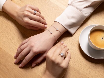 Armband Diamond Drop Labordiamant in 9K Gelbgold mit 1 Labordiamant 0,25ct E/VS, 18cm