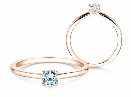 Verlobungsring Classic 4 in 18K Roségold mit Diamant 0,25ct H/SI