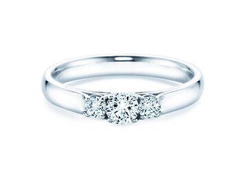 Verlobungsring 3 Stones in 14K Weißgold mit Diamanten 0,11ct