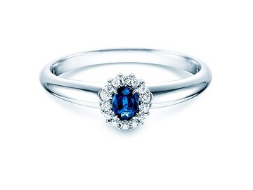 Verlobungsring Jolie in 14K Weißgold mit Saphir 0,25ct und Diamanten 0,06ct