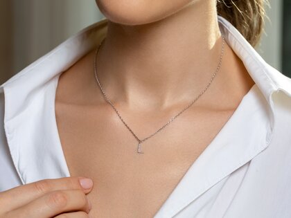 Buchstaben-Anhänger Diamond Letter Petite L in 14K Gelbgold